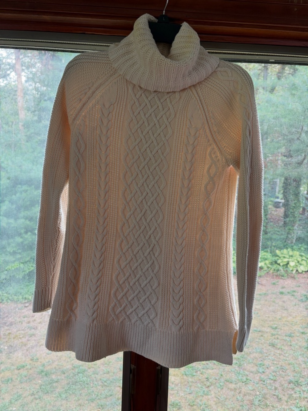 Talbots Cream Cable Knit Turtleneck Sweater